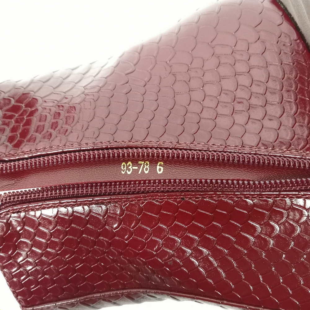 MAYPIE Dark Red Faux Leather Western Ankle Boot Size 6 - Picture 12 of 16